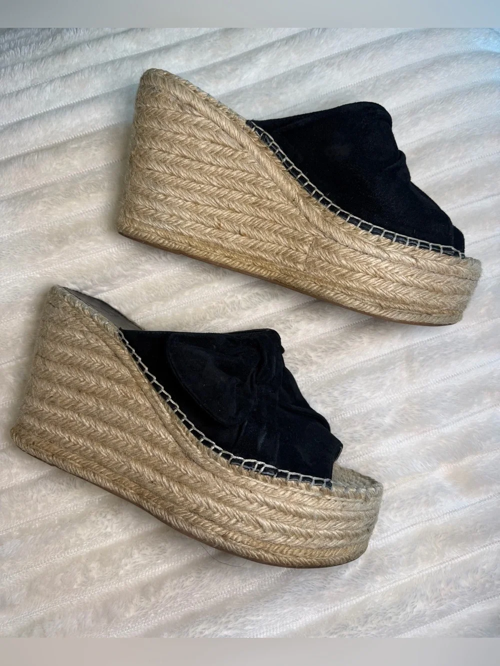 Marc Fisher Black Suede Knotted Espadrille Slide